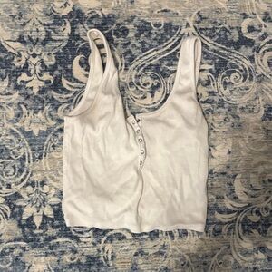 Abercrombie & Fitch White Tank Top with Button Accents